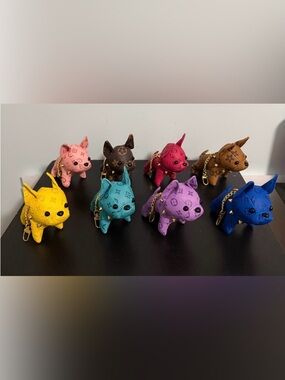 Bag Charm/Key Fob Adorable, Colorful Bull Dogs with Spiked Colar’s!! Pick One! 🥰